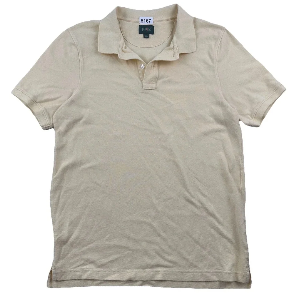 VTG 90s J Crew Oarsman Polo Shirt Mens Medium Tall MT Yellow Cotton Knit Pique